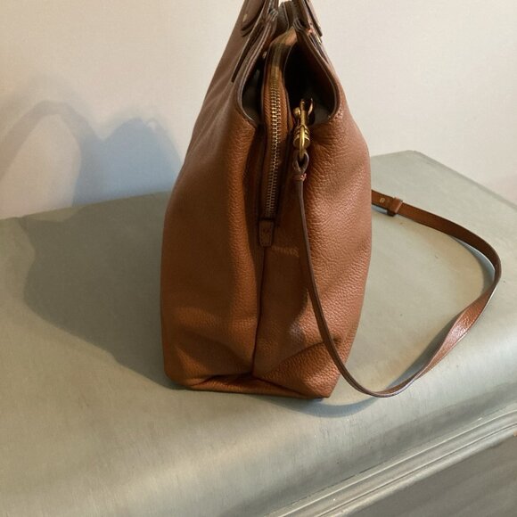 Banana Republic LARGE Bag Gold HardwareBrown Pebbled Leather Tote W/ Laptop Slv - Picture 4 of 15